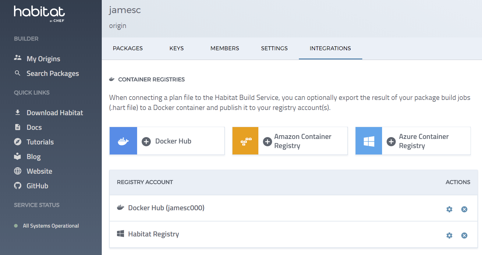 Add Registry page on Builder